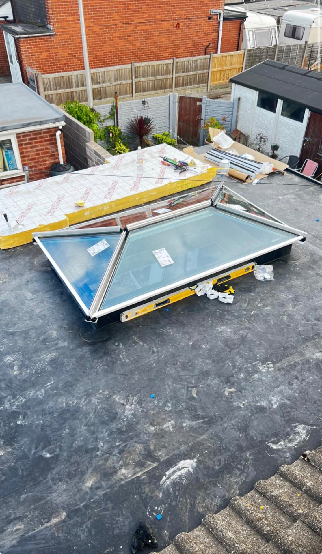 Large glazed roof lantern ready for installation